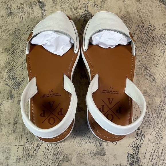 POPA WHITE  SAONA PLATFORM MENORCAN SANDALS - Picture 7 of 13